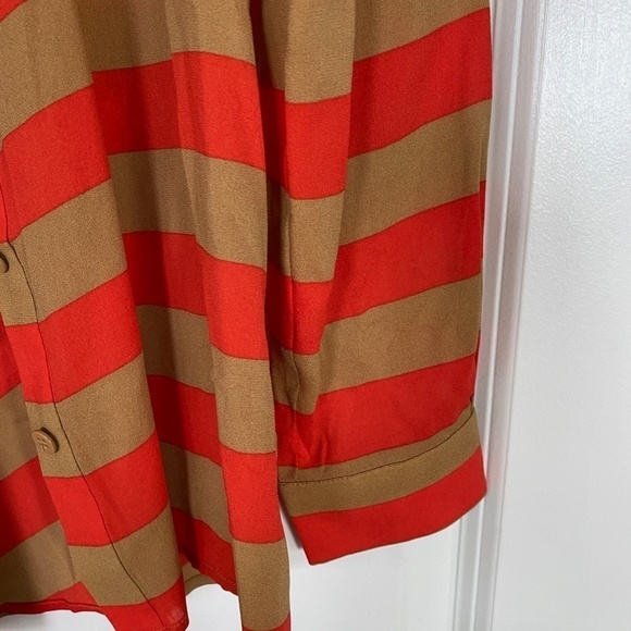 Fossil Red and Brown Striped Blouse Womens Size S - Picture 4 of 5